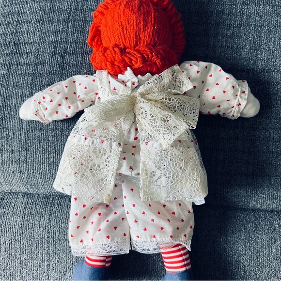 ♥️Vintage Handmade Raggedy Ann & Andy Dolls 14.5” w I Love You Hearts & Clothes - Picture 6 of 11